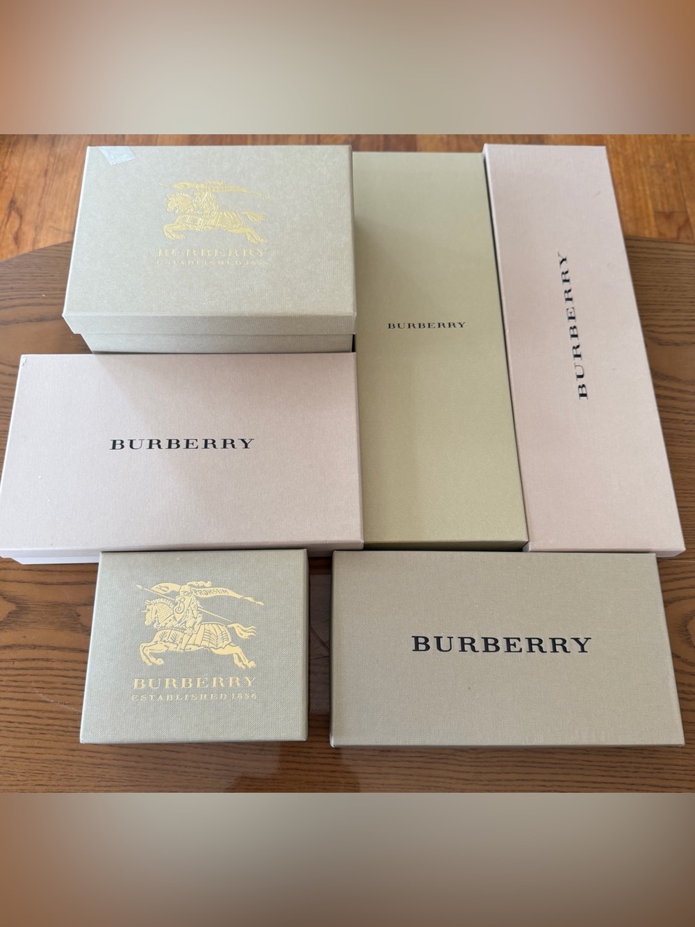 Authentic Burberry Beige and Tan Branded Accessory Boxes Set